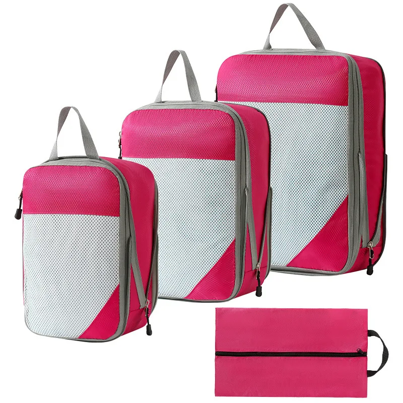 

Compressible Packing Cubes Foldable Waterproof Travel Storage Bag Suitcase Nylon Portable With Handbag Luggage Organizer