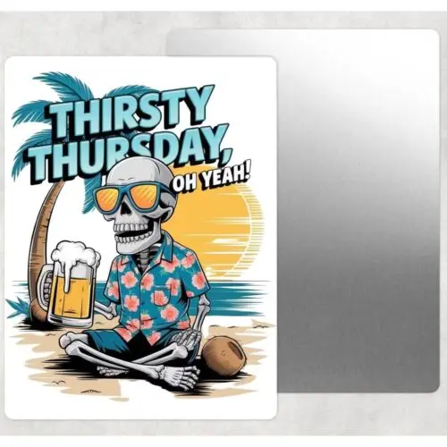 Skull Thirsty Thursday Blechschild für Tür, Zuhause, Wanddekoration, Metall-Aluminium-Blechschild