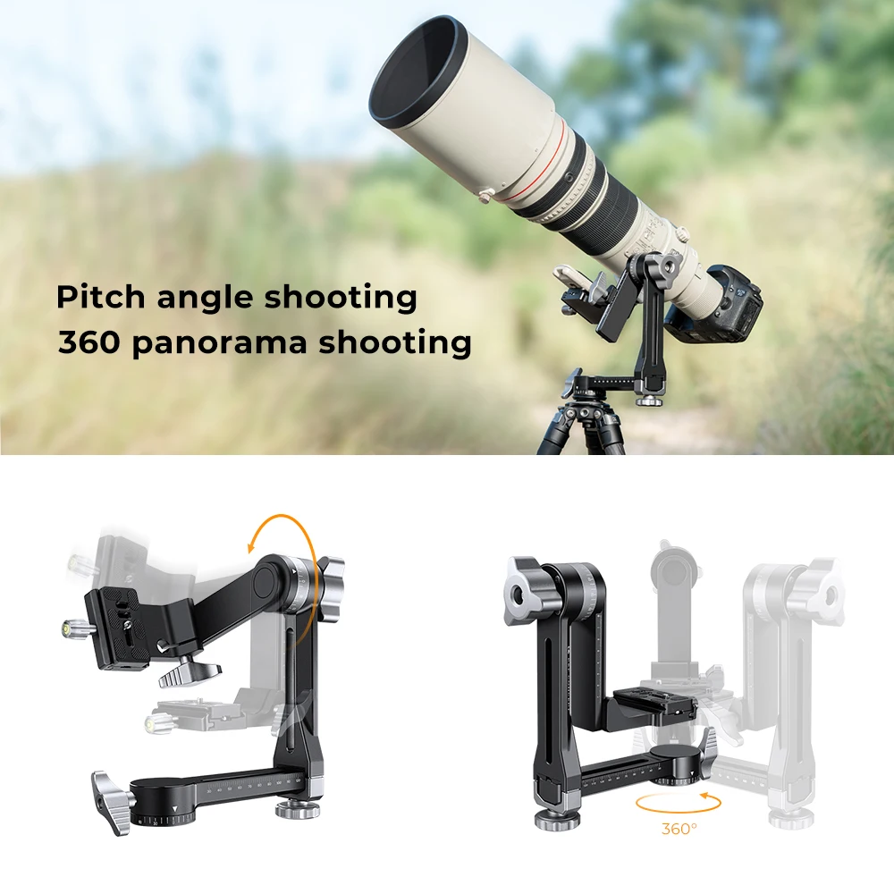 

K&F CONCEPT Upgraded Gimbal Tripod Head All-CNC Aluminum Alloy Gimbal Head Precise Horizontal and Vertical Adjustment Tripod