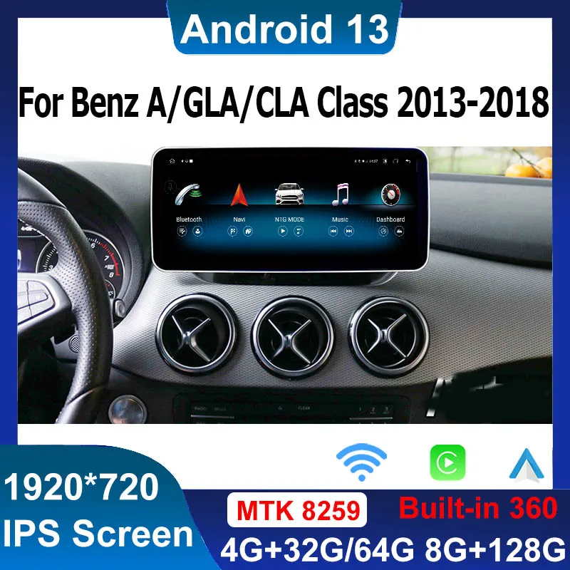 

Android 13 Car Multimedia Player for Mercedes Benz A W176 CLA C117 X117 GLA X156 GPS Navi Screen Carplay Auto Radio Google 4G