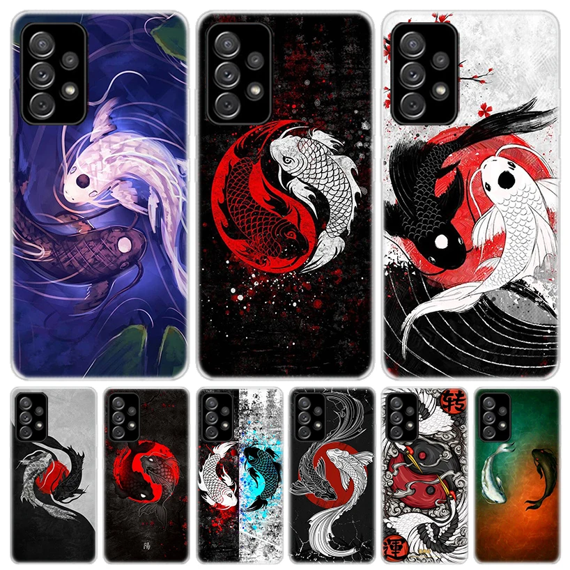 Japan Koi Fish Yin Yang Art For Samsung Galaxy A15 A14 A13 A12 A55 A54 A53 A52 Phone Case A32 A35 A34 A33 A25 A24 A23 A22 A04S A
