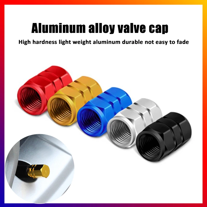 4/8Pcs Aluminum Alloy Car Tire Valve Caps Hex Tyre Valve Stem Cover Air Dust Caps Tire Valve Truck Bike Wheel Rim Valve Stem Cap