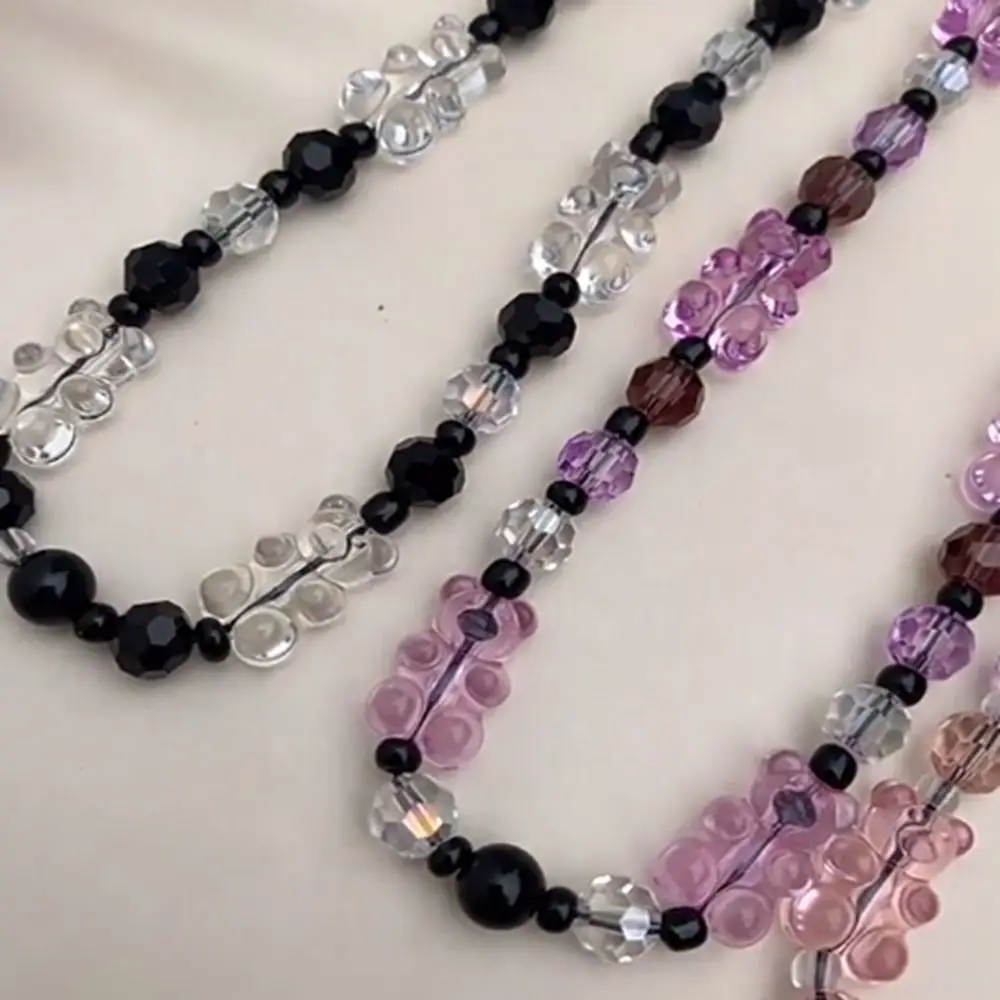 

Акриловая акриловая цепочка для телефона с медведем, подвеска для телефона с медведем из бисера и медведем, анти-потерянный акриловый ремешок для мобильного телефона