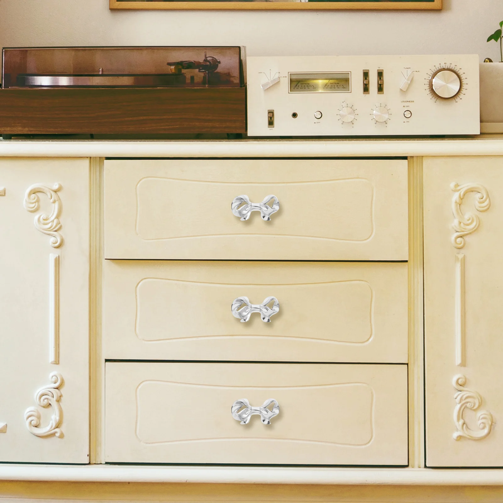 

Bow Drawer Cabinet Handles Brass Dresser Knobs Vintage Furniture Hardware Smooth Surface Bow Dresser Knobs Durable