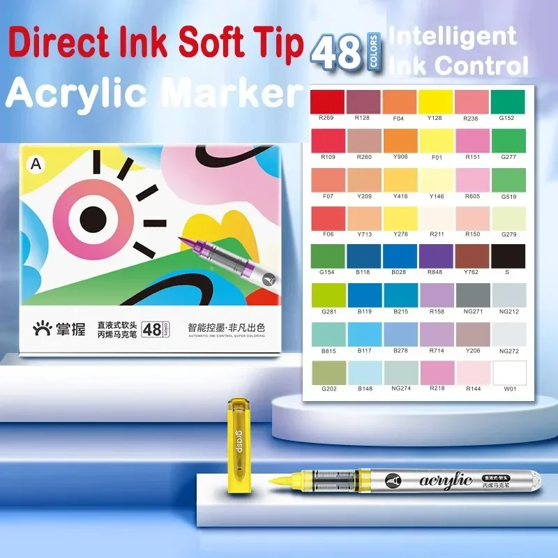 GRASP 120/1 Colors Marker Acrylic Graffiti Waterproof Sketch Oily Alcohol Based Pens for Fabric / Rock Stationery Art Supplies