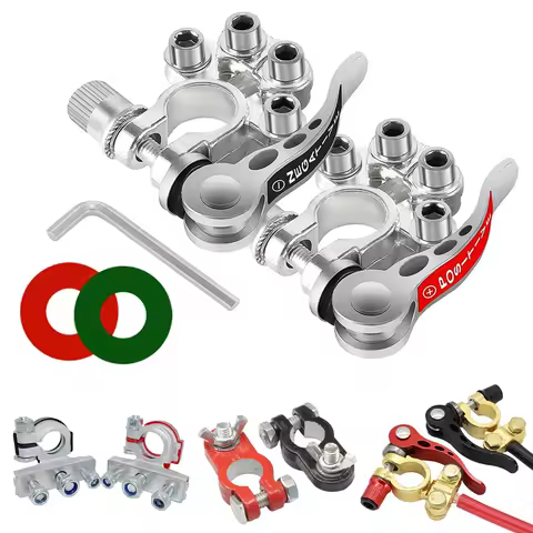 2PCS Battery Terminal Connectors Quick Release Disconnect Battery Terminals Positive Negative Battery Cable Ends for SAE/JIS