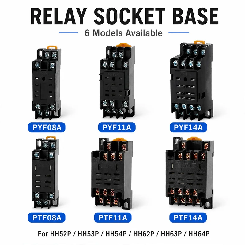10PCS Relay Socket Base PYF08A PYF11A PYF14A PTF08A PTF11A PTF14A for HH52P HH53P HH54P HH62P HH63P HH64P Screw Terminal Base