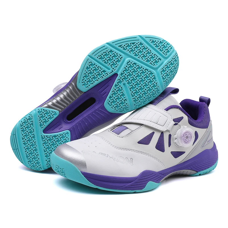 New Couple Women's Sports Ultra Light Badminton Shoes Men's Breathable, Wear resistant, Non slip, Rotating Button Shock Absorbin