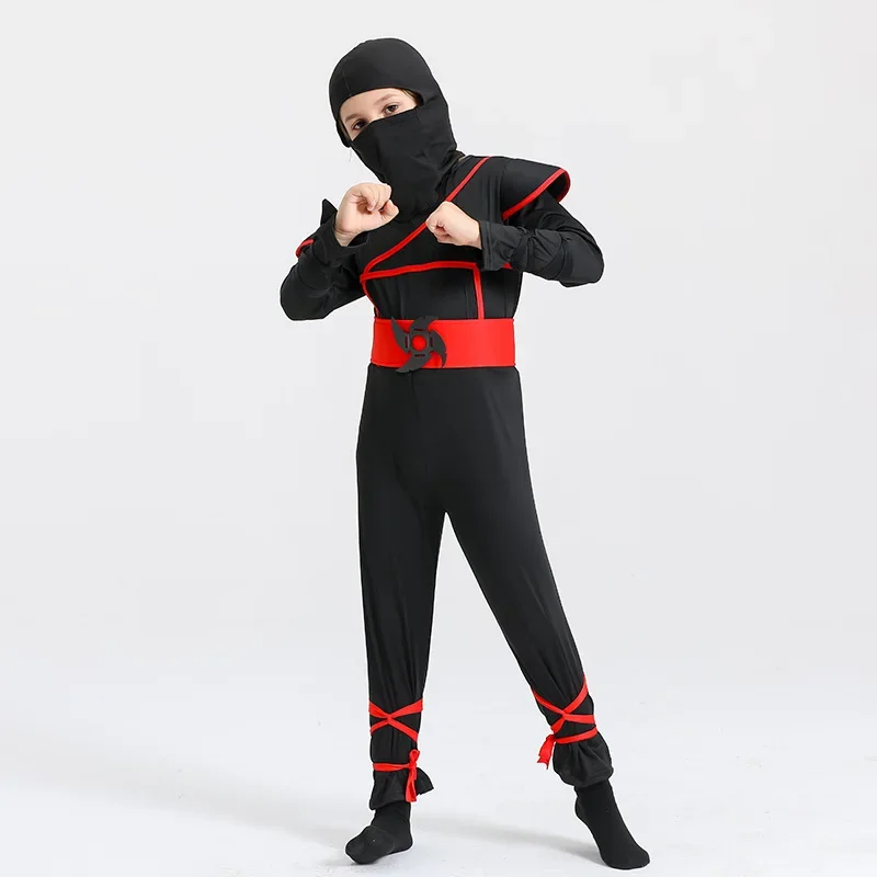 Fantasia ninja deluxe para meninos, com braços, acessórios, roupa infantil de kung fu, presentes de halloween e brinquedos de baioneta