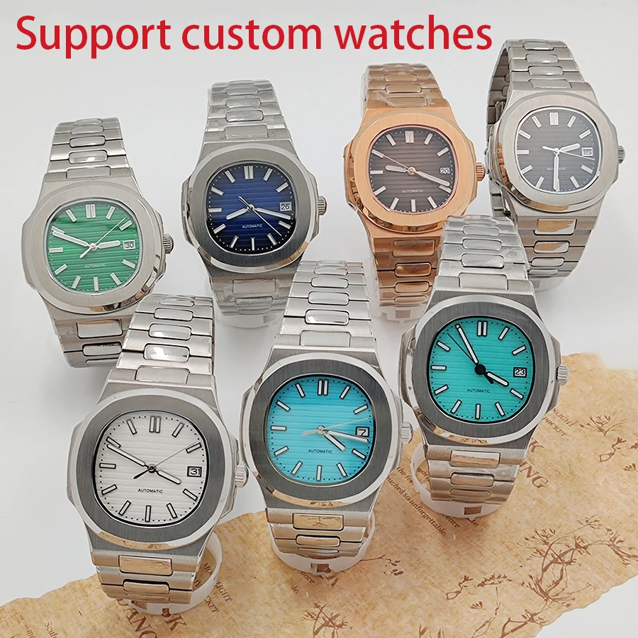 Orologio da uomo da 40 mm, cassa in acciaio inossidabile, movimento meccanico NH35, adatto per l'installazione di accessori per orologi Nautilus