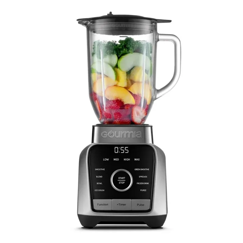 GourmiaDigital Blender with 8 Total Blend Programs, 4 Speeds & Round-Plated Tamper Gray