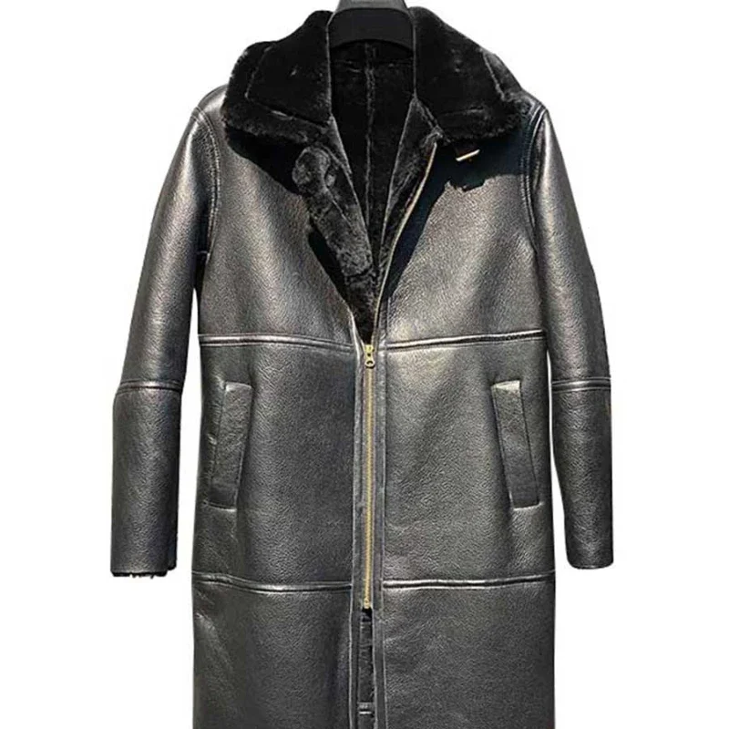 AYUNSUE Winter Sheepskin Fur In One Fur Coat Men Clothing Long Leather Fur Coats Men Thick Warm Male Fur Jacket Chaquetas M-7XL