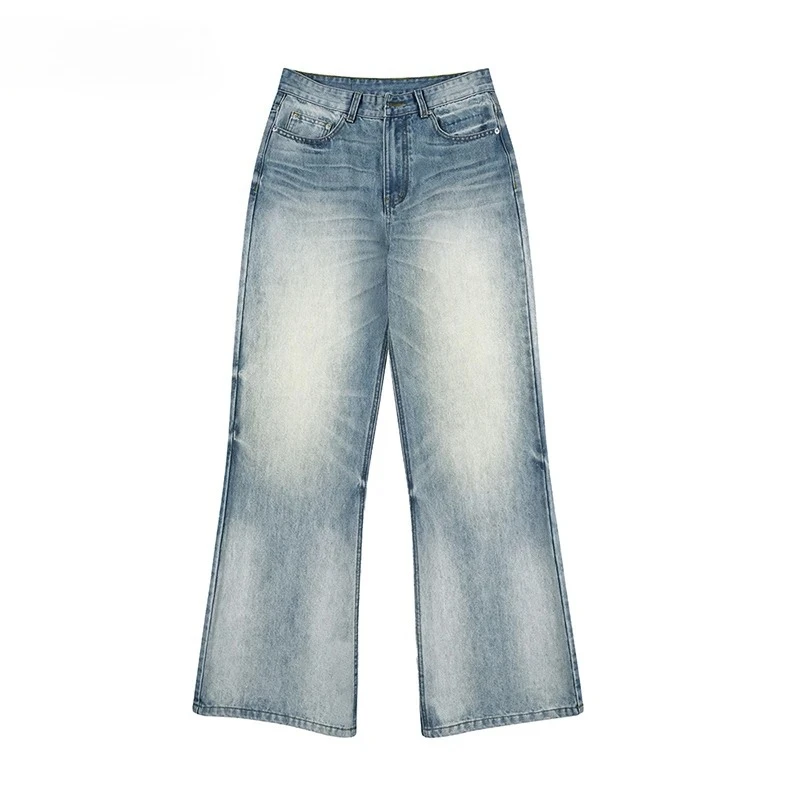 

2025 Мужские расклешенные джинсы, удобные джинсовые брюки, светло-голубые мужские джинсовые брюки, джинсы свободного покроя, винтажные прямые джинсы