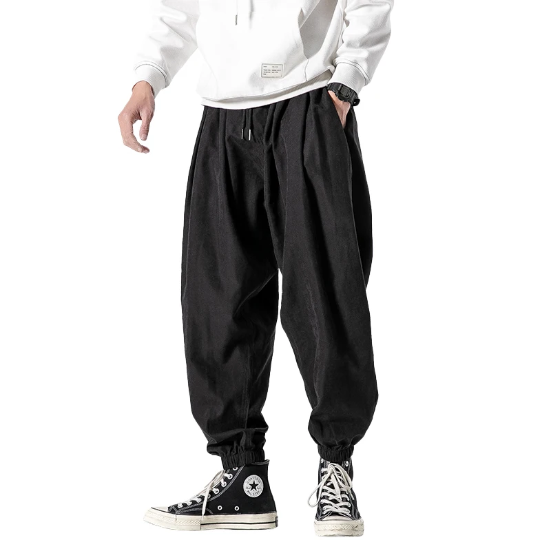 

Loose Fit Pure Color Crop Pants Elastic Waist Trousers Youthful Energy Style Cotton Polyester Blend Fabric Anti-Wrinkle