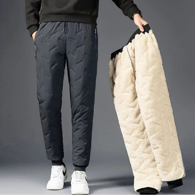 Inverno caldo lana d'agnello addensare pantaloni della tuta da uomo antivento pantaloni caldi Homme abbigliamento economico pantaloni da jogging pantaloni foderati in pile