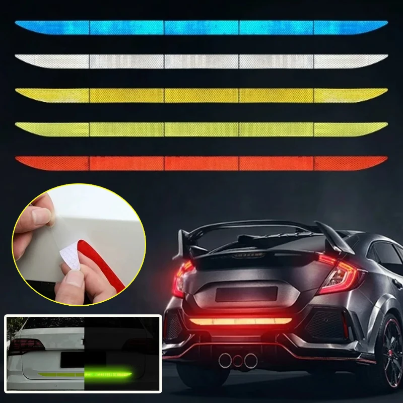 

1PC Car Long Reflective Warning Tailgate Rear Bumper Anti-collision Reflective Sticker Reflector Exterior Warning CarAccessories