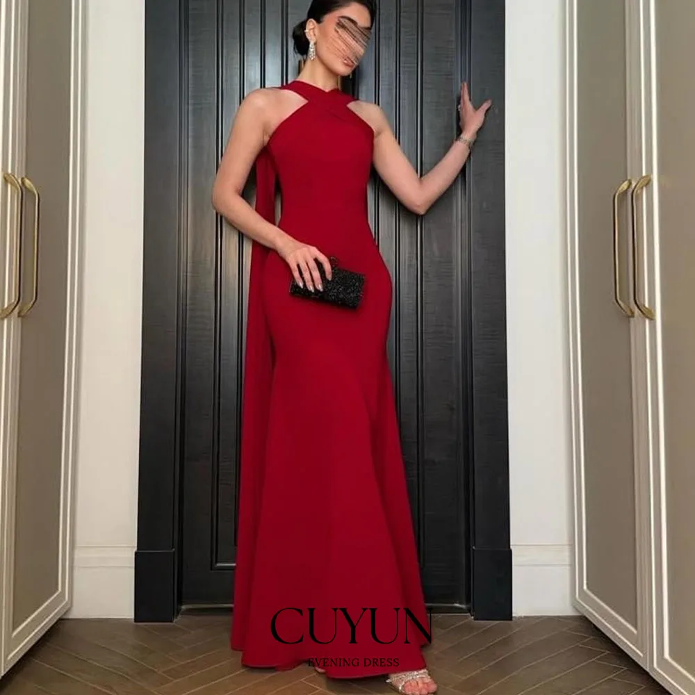 

CUYUN Red Elegant Evening Dresses 2025 Saudi Dubai Customized Semi-Mermaid Prom Party Gown Customized Formal Occasion Gown