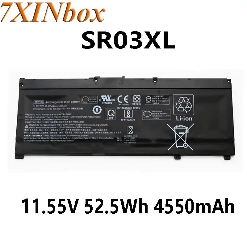 7XINbox SR03XL HSTNN-IB8L L08934-1B1 L08855-855 52.5Wh 4550mAh 11.55V Laptop Battery For HP Pavilion 15-CX0058WM 15-CX