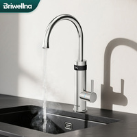 Briwellna Instant Hot Water Faucet Gunmetal Grey Electric Faucet For Kitchen 220V Flowing Heater Tap Electric Water Heater