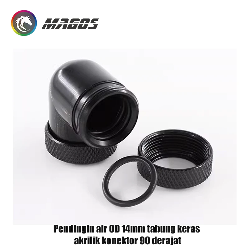 Computer Dual Way 90° Hard Tube Fitting Right Angle Connector For OD14MM PETG PMMA Metal Pipe Hand Compression Connecting