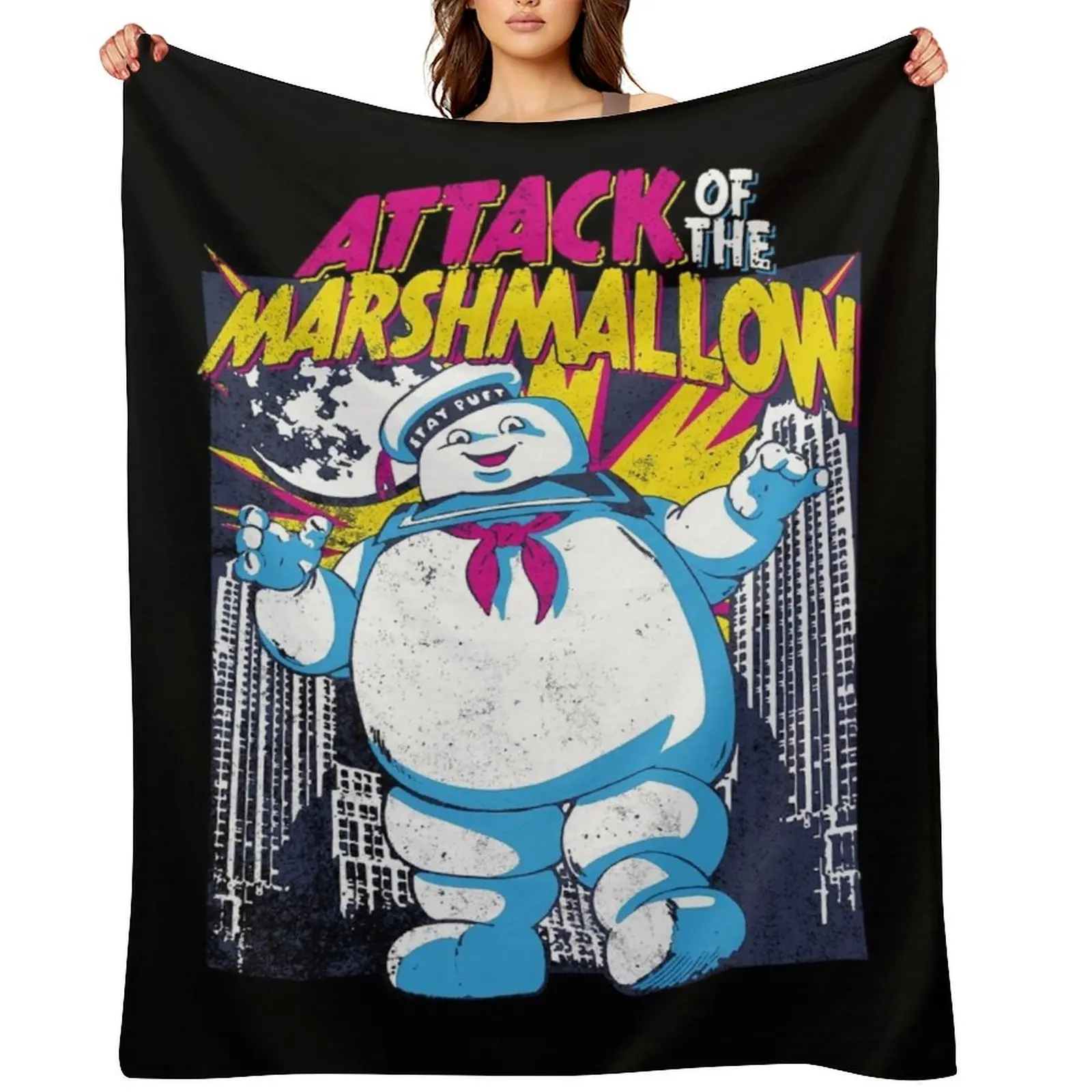

A.ttack Of The Marshmallow - Ghostbusters Throw Blanket Custom Baby cosplay anime Bed Fashionable Blankets