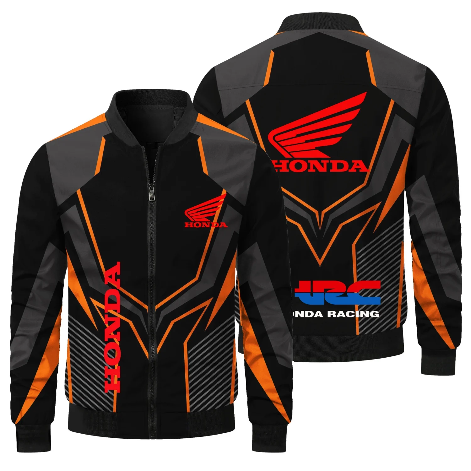 Men's Outdoor Sports Off-road Cycling Jersey Zipper Top 3D Honda Printed Pattern Fashionable Casual Long Sleeved Jacket