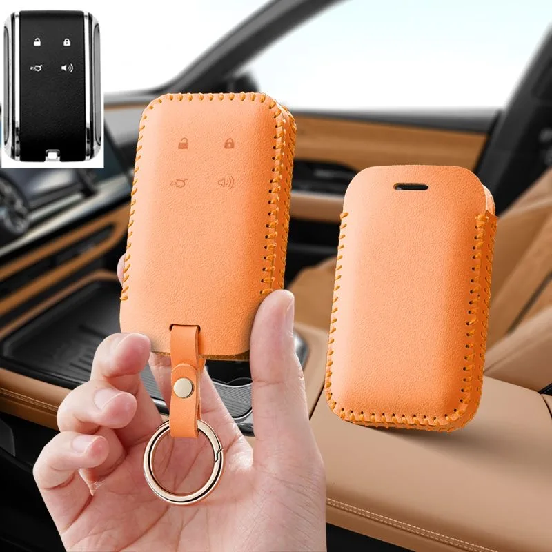 Auto-Smart-Fernbedienungs-Schlüsselanhänger aus Leder für Mazda EZ6 EZ6200 130 480 600 – Innenzubehör, Schutzhülle mit Kette – Detail 2