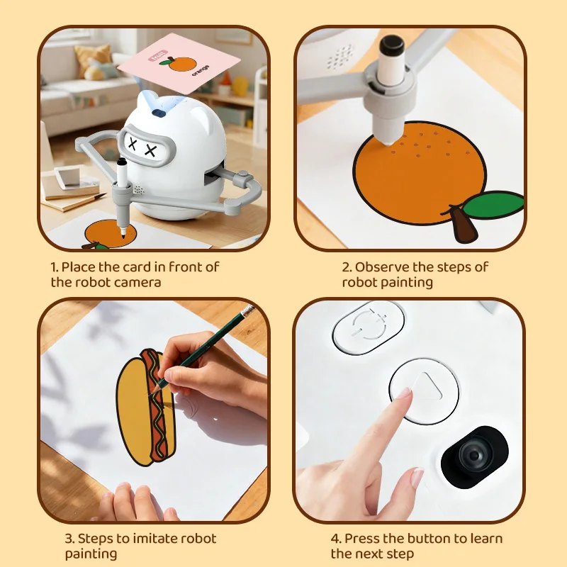 Automatische schilderrobot Educatieve interactieve slimme tekenrobot met 100 kaarten Intelligent leermiddel Magische schilderrobot