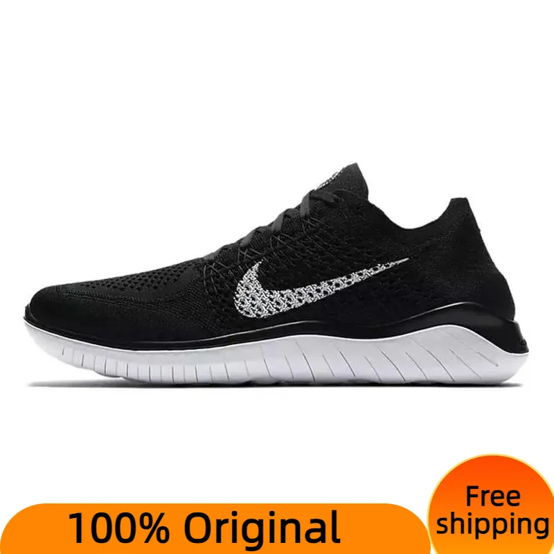 

Кроссовки Nike Free RN Flyknit 2018, черные, белые, 942838-001