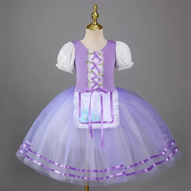 

Tutu Ballet Dress Kids Girls Ballet Dance Dress Giselle Ballet Costumes Ballerina Dress Girl Dancewear Clothes with Flower Lace