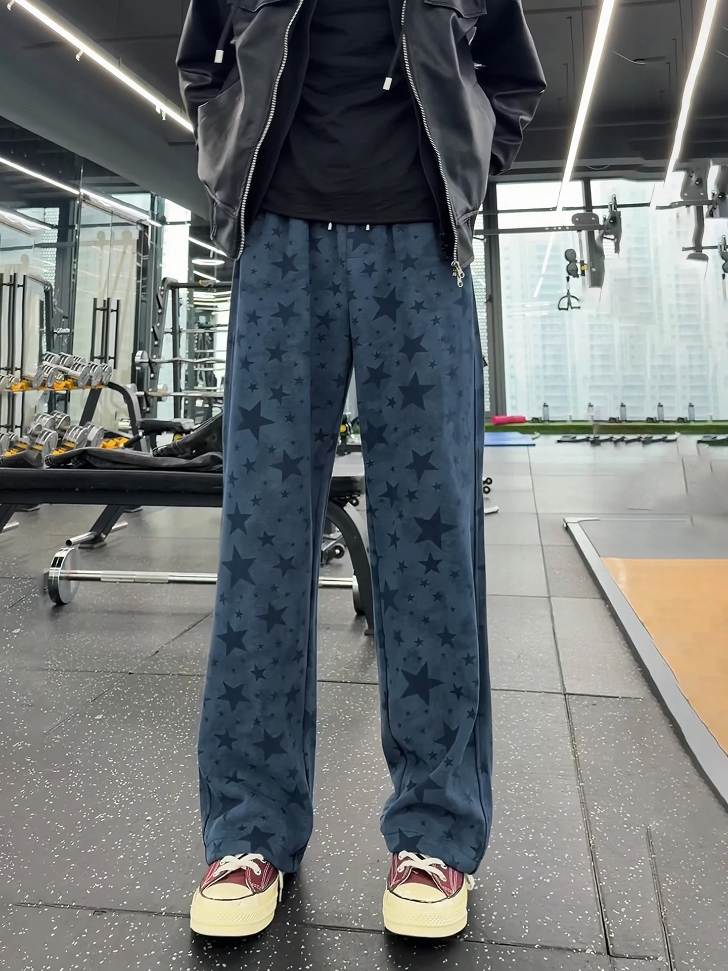 

American High Street Star Bend Knife Pants Men's Spring Small Design Sense Straight Leg Casual Sports Pants