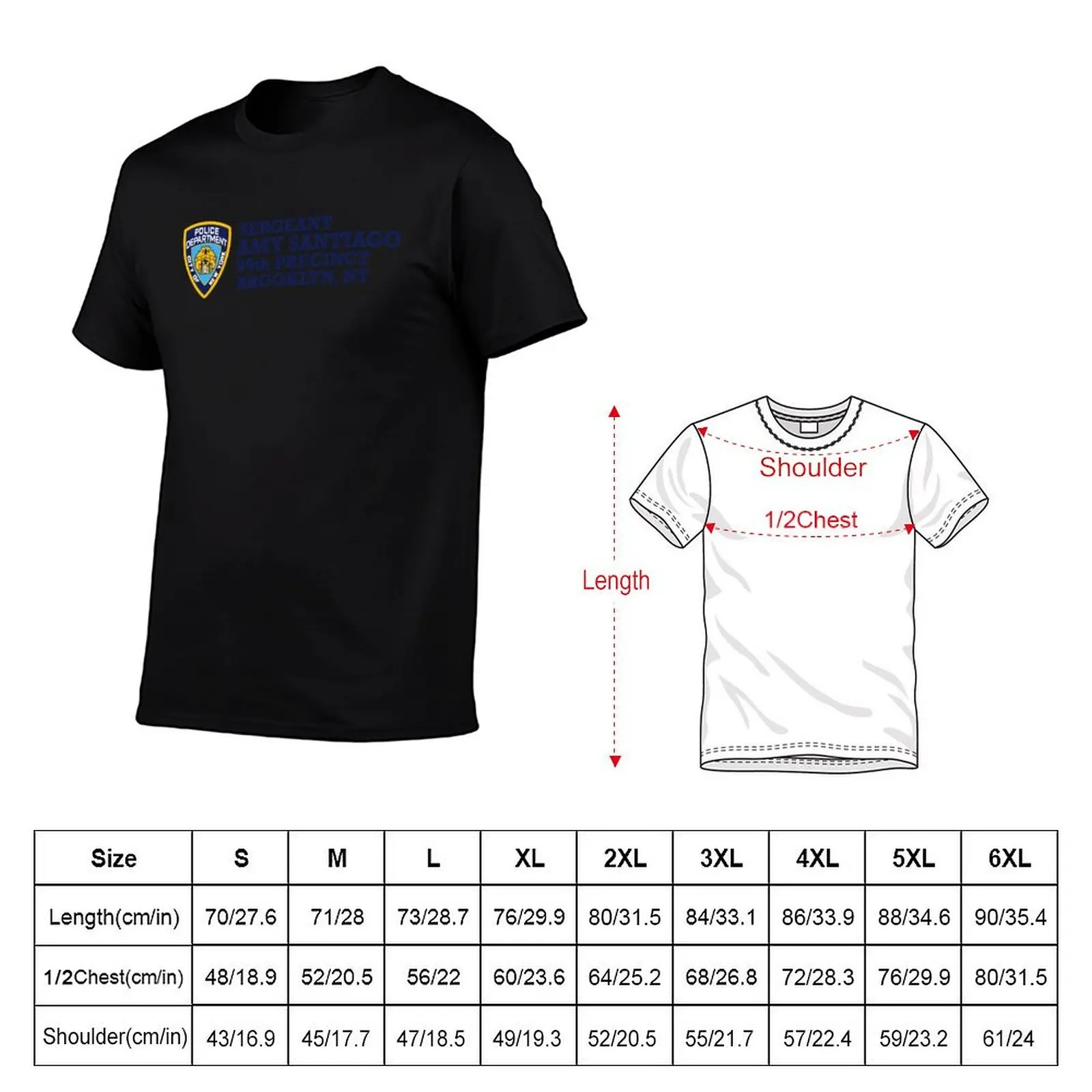 Sergeant Amy Santiago T-Shirt cotton graphic tees blue archive t shirts for men graphic