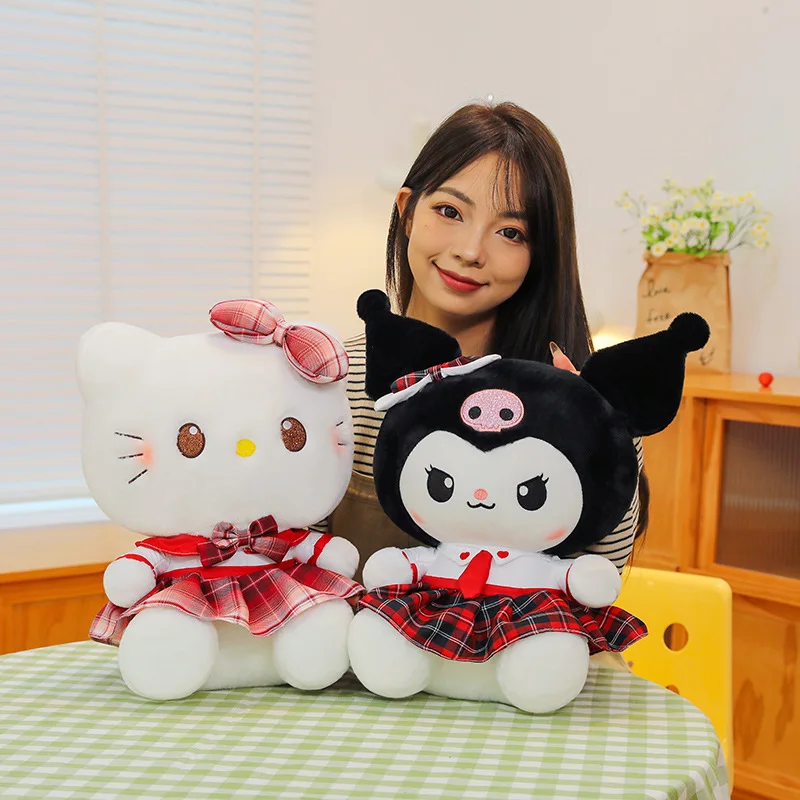 

Кукла Sanrio 40-60 см Kuromi Hello Kitty, плюшевые игрушки с животными, плюшевая юбка для детей и девочек, кукла Kuromi, подарки для детей