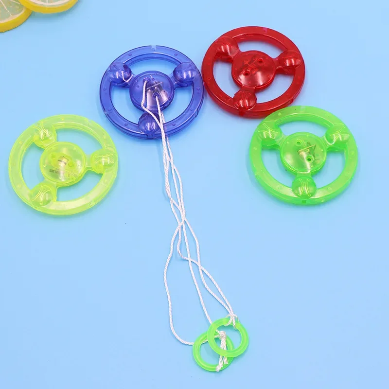 10Pcs Luminous Hand Pull Flashing Rope Flywheel Led Light Up Gyro Toys for Kids Birthday Party Favors Carnival Halloween Gifts