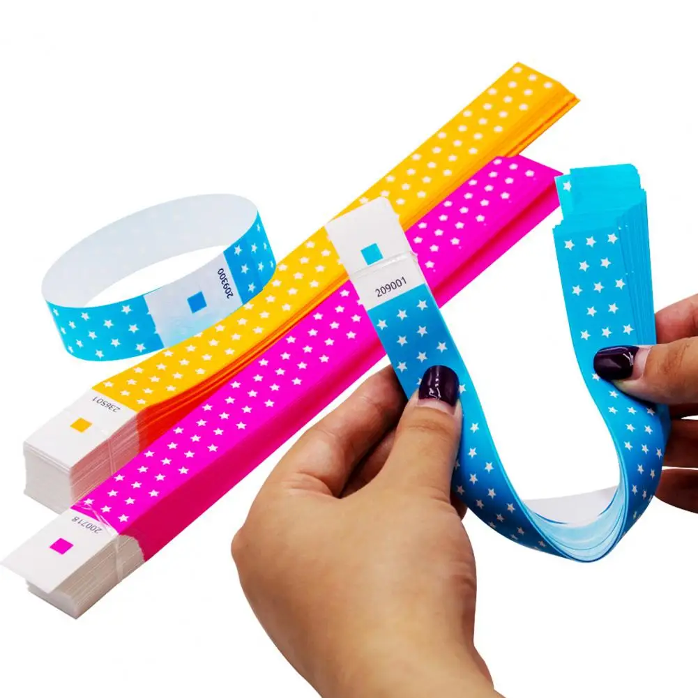 100 bracelets jetables en papier synthétique fluorescent, étanches, pour événements et concerts
