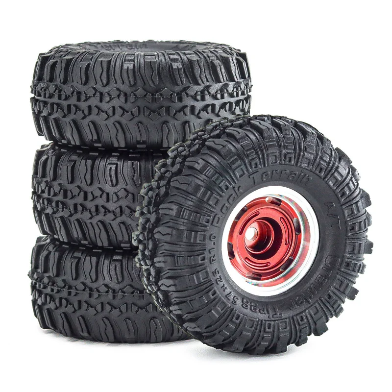 

4 Pcs 1/18 RC climbing car with 1.0-inch aluminum alloy blade wheels and gravel tires SCX24 FMS24 TRX4M-W192
