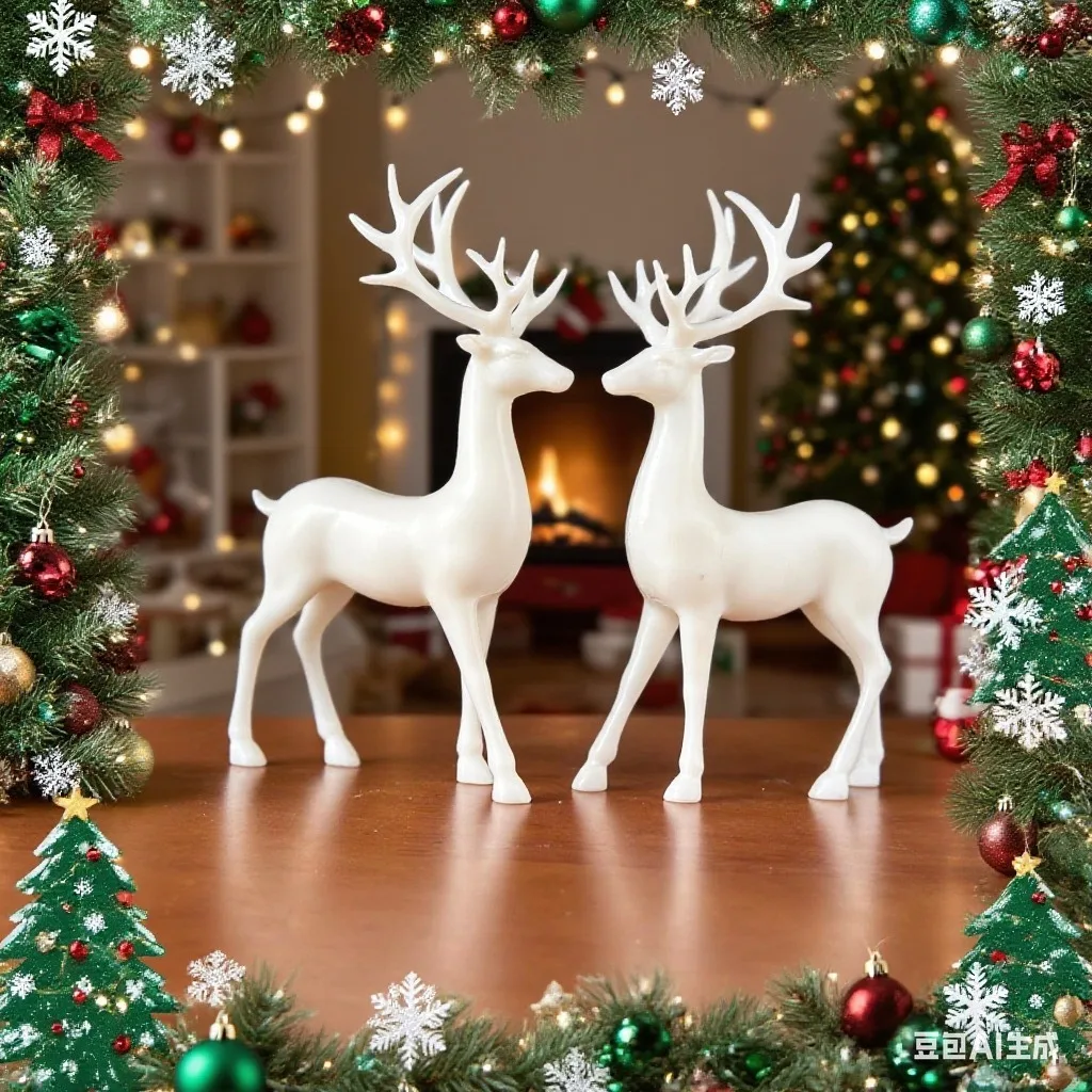 Christmas Reindeer Ornament Realistic Christmas Table Decor Small Statue Reindeer Decorative Reindeer Table Decoration For Home