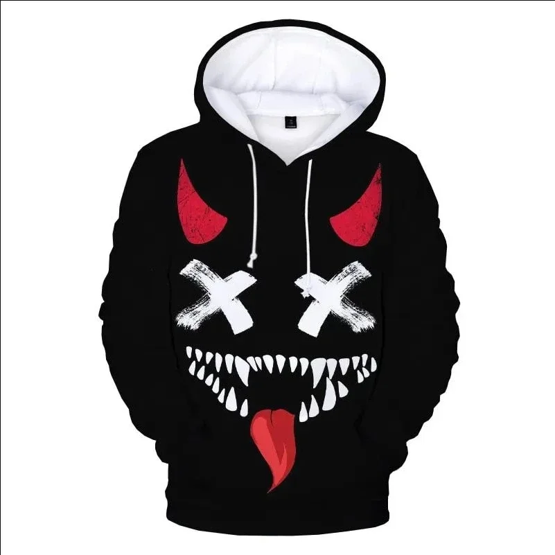 Trendy Men's Hoodie Devil 3D Graphic Hoodie Sweatshirts Men Fashion Casual Funny Pullovers Harajuku Hoodies Coat Y2k Clothing