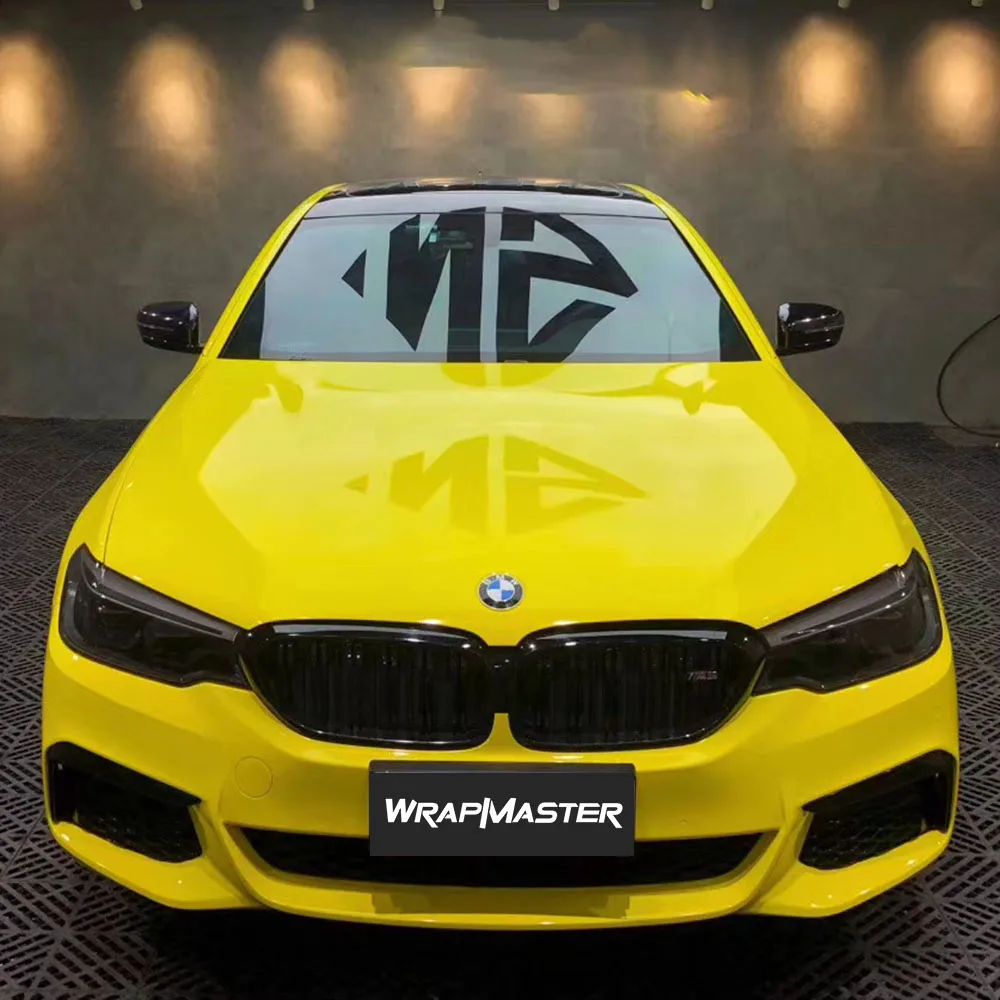 

Wrapmaster 5M/10M/18M Auto Protect Super Crystal Gloss Yellow Vinyl Wrap Vehicle Adhesive Wrapping