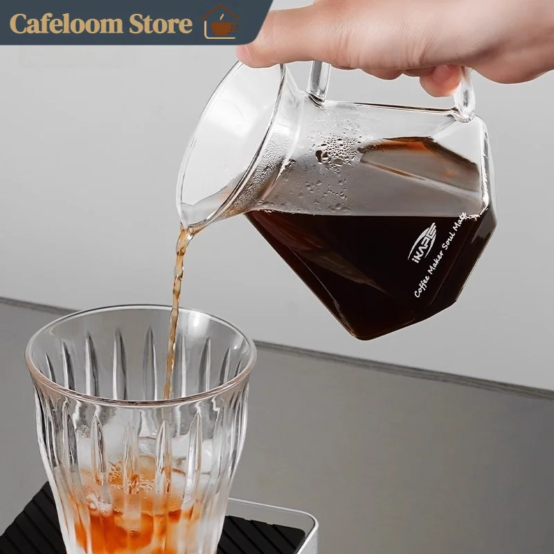 IKAPE Diamond Sharing Pot Glass Coffee Server Hand Brew Coffee Pot Shape Pour Over Coffee Maker Tool For Home Office Barista Use - view 3