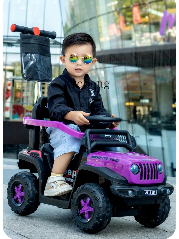 Tqh Children\'s Electric Car Four-Wheel off-Road Remote Control Car Boy and Girl Baby Toy Car Can Seat Children Perambulator