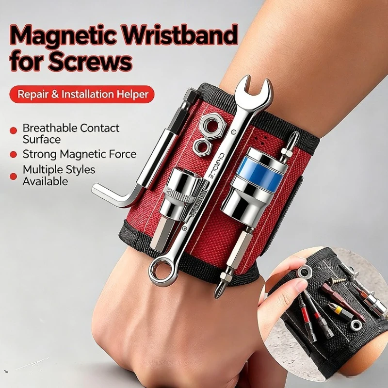 1pcs Portable Magnetic Wristband Tool Bag for Holding Screws,Nails,Drilling Bits,Wrist Tool Holder Belts with Strong Magnets