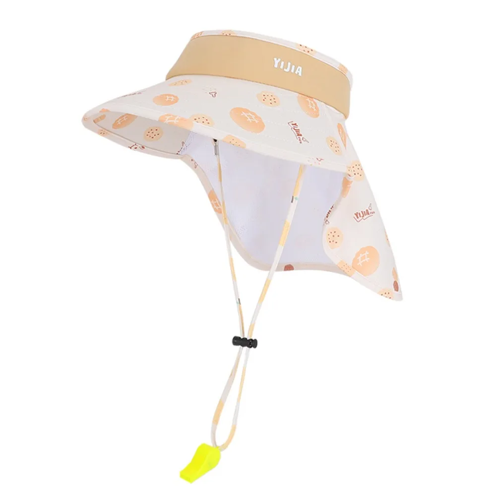 

Fashion Big Brim Children's Sun Hat Extended Shawl Sun Protection Kids Whistle Sunscreen Hat Foldable Thin Empty Top Cap Spring