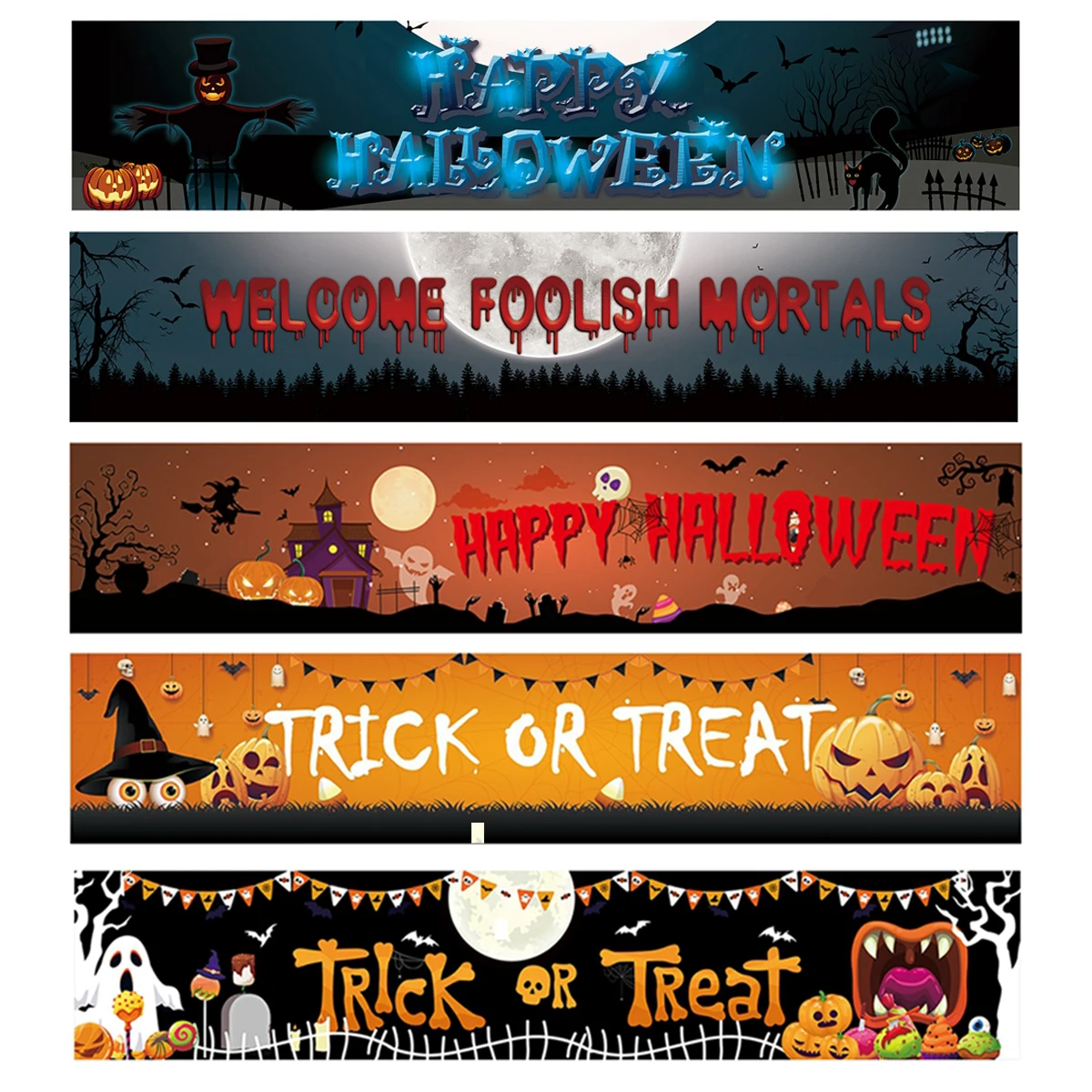 200x40cm Halloween Banner Backdrop Happy Halloween Decoration For Home Bloody Bat Pumpkin Ghost Print Banner Halloween Suppiles