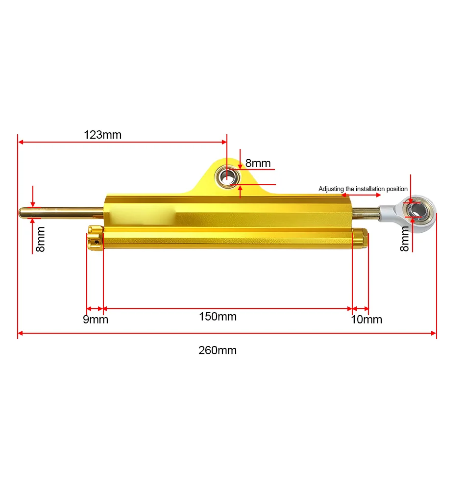 260MM Suspension Steering Dampers For Ohlins Yamaha Yzf R1 Mt-10 Yzf R1m Kawasaki Ninja Zx-6r Vario Scoopy Mio Jupiter Vixion view 4