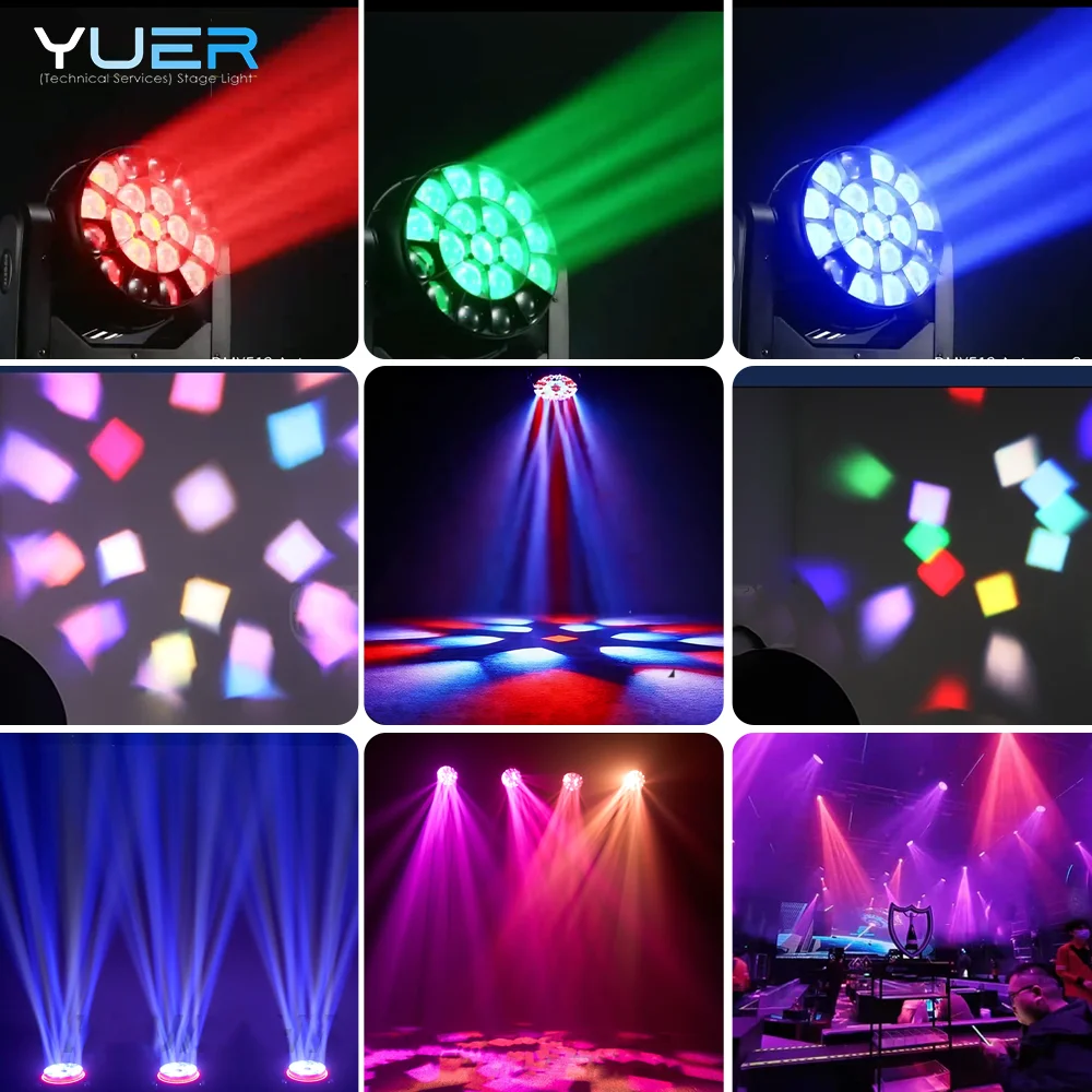 

19X15W LED RGBW Bee Eye Point Control Zoom Moving head light with CTO focus wash effect DMX512 for DJ Disco Party bar club