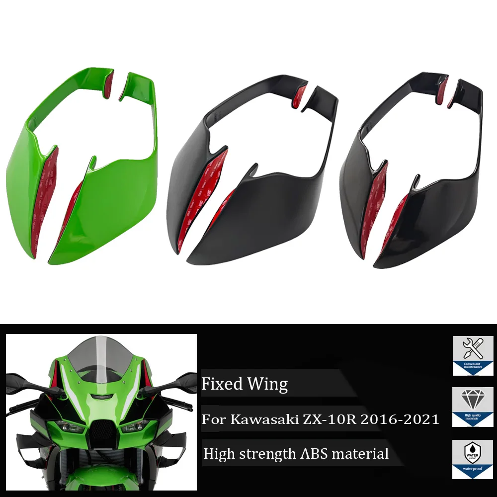 

Motorcycle Fixed Wing Spoiler For Kawasaki ZX-10R ZX10R ZX 10R 2016-2021 ABS Aerodynamic Wing Windshield Side Winglet Fairing