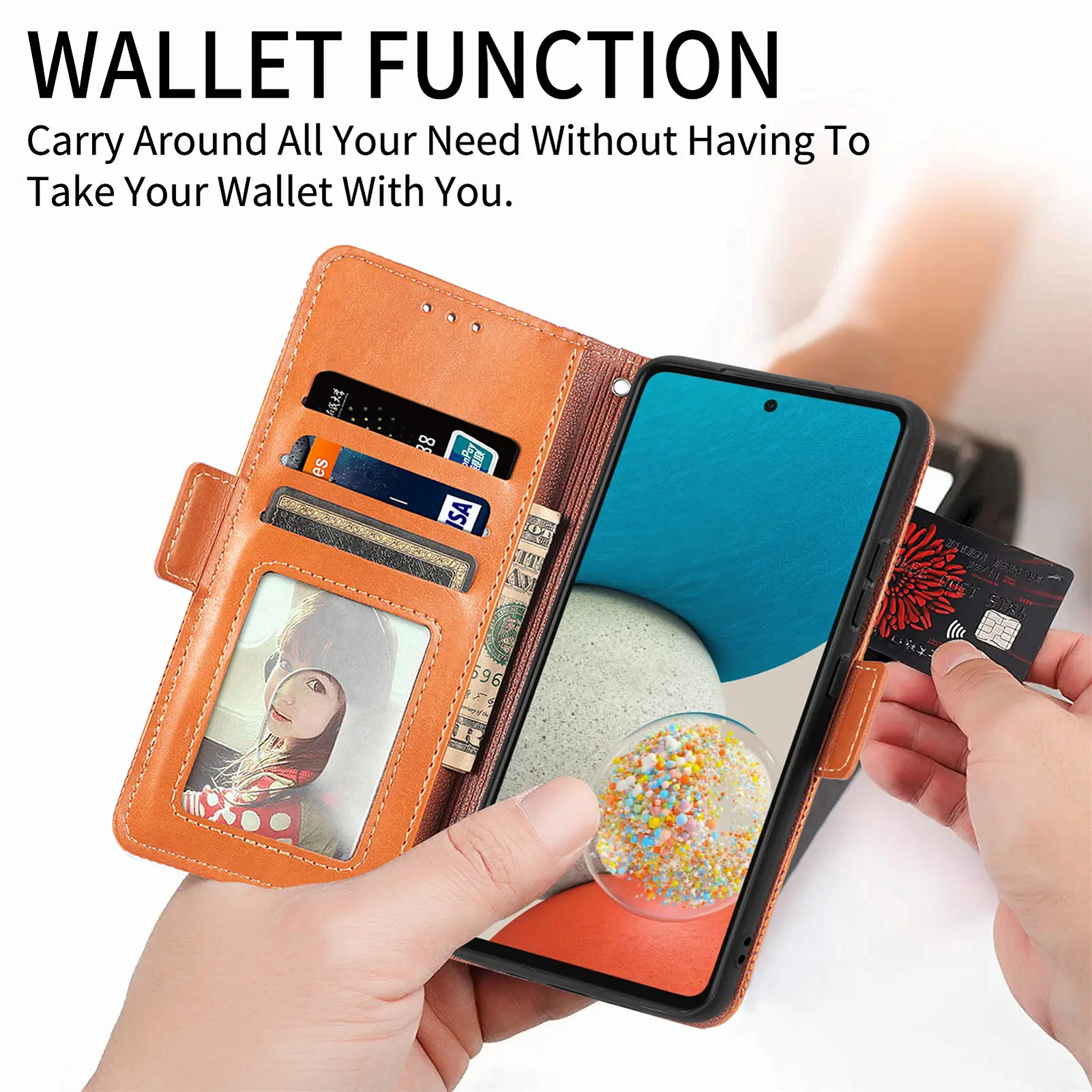 With Card Holder Stand Function Leather Case for Samsung Galaxy A53 5G A 53 A73 A33 A13 A23 A52S A52 A72 Mobile Phone Bag Cases