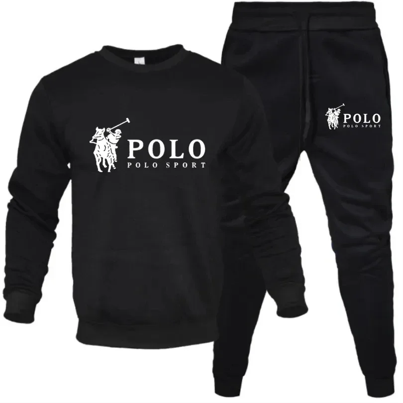 

Men's fashionable round-neck pullover shirt + casual trousers set - spring/autumn fitness jogging sports outfit two-piece set