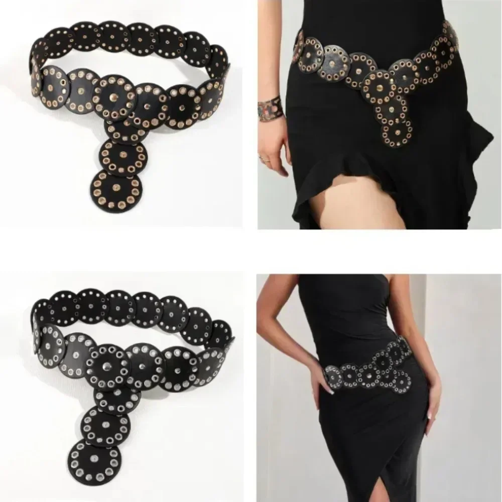 1pc novo estilo vintage feminino falso cinto de plutônio com rebite oval fivela cintura vintage cintos personalizados